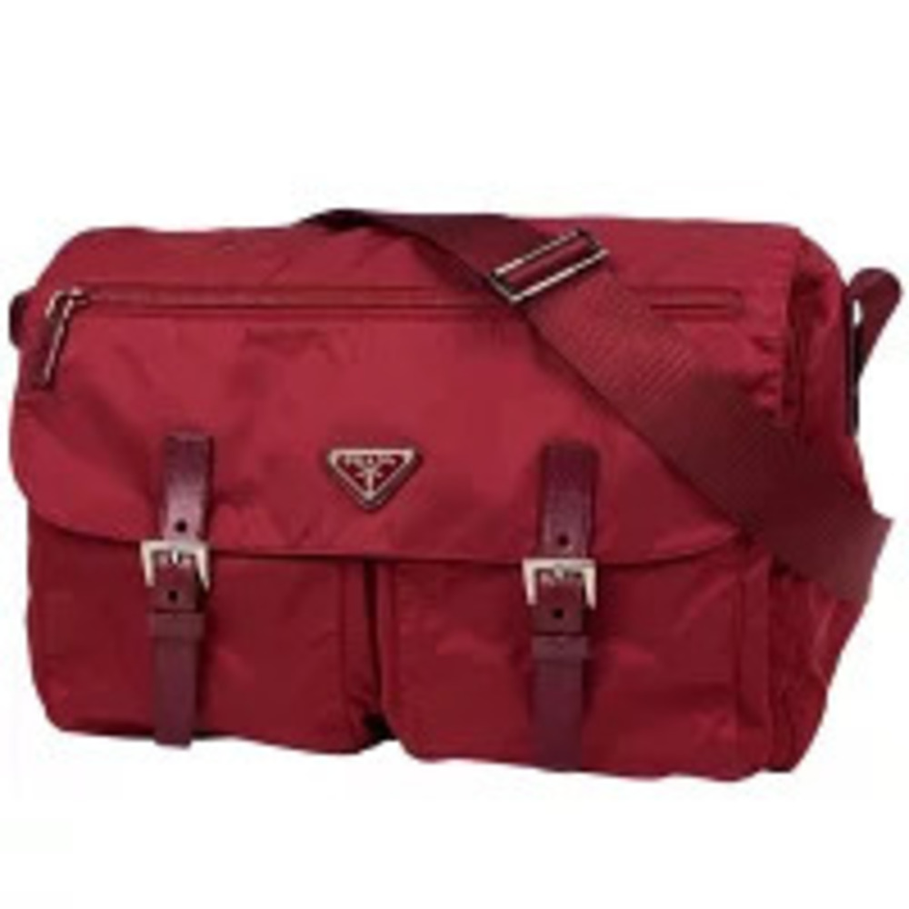 Prada Plate Shoulder Bag Crossbody Red